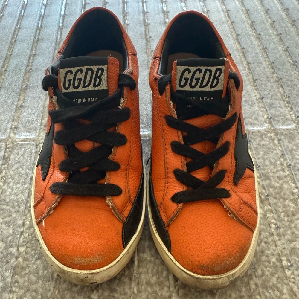 Golden goose GGDB Orange and Black Sneakers basket ball inspired so cool